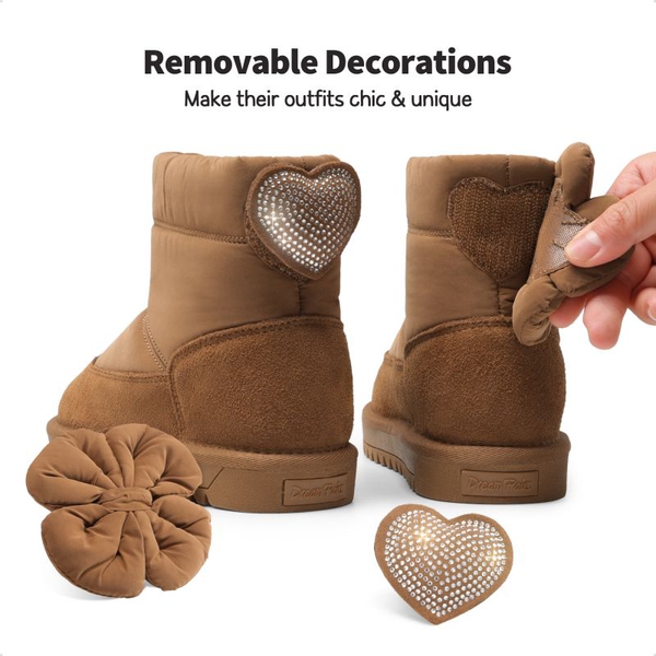 Girls Non-Slip Faux Fur Snow Boots - CAMEL - 2